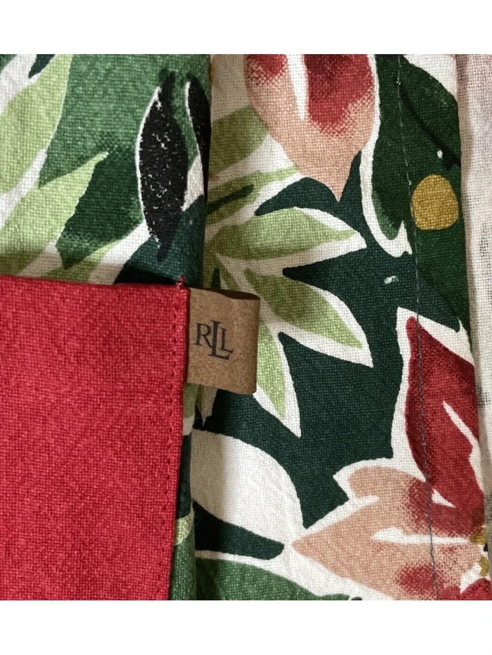 Ralph Lauren Black Label Kitchen Apron Poinsettia Holiday Christmas